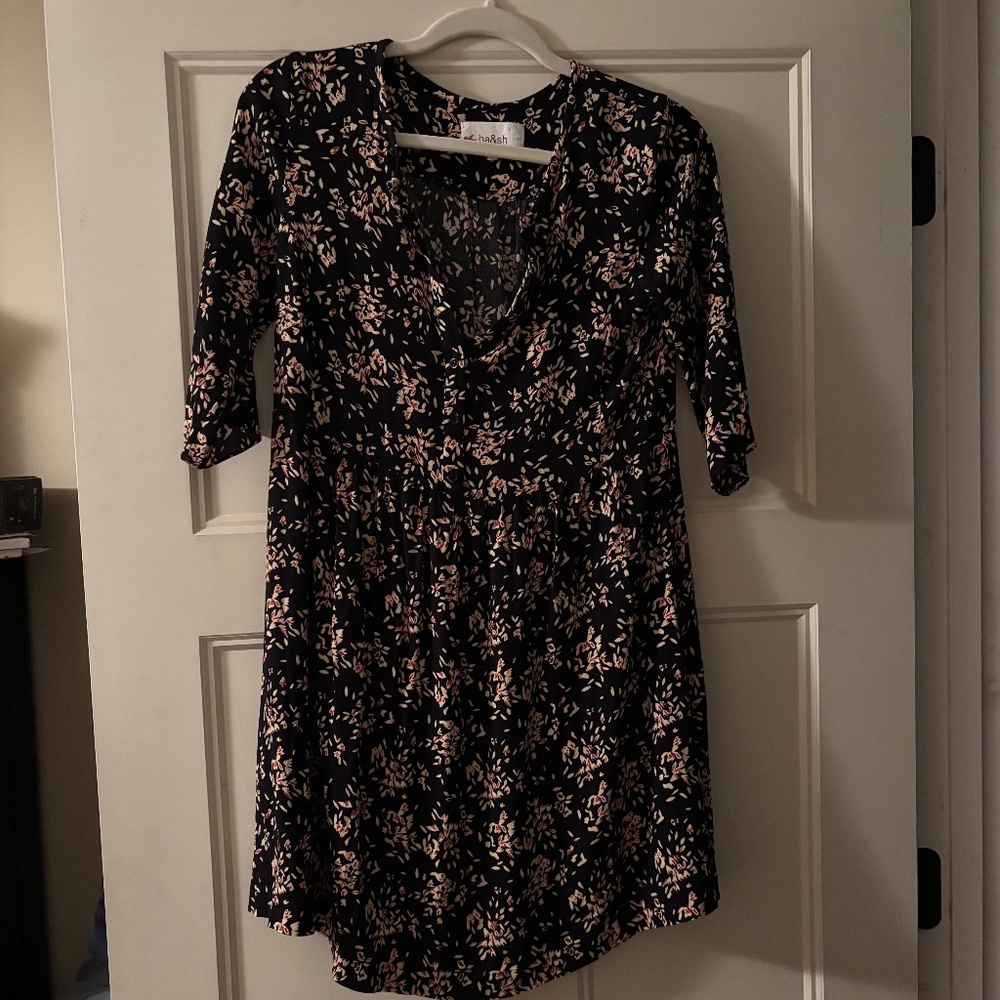 ba&sh Black/Cream Floral Half Sleeve Dress Size 1